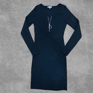 Charlotte Russe Navy Long Sleeve Dress with Zipper
